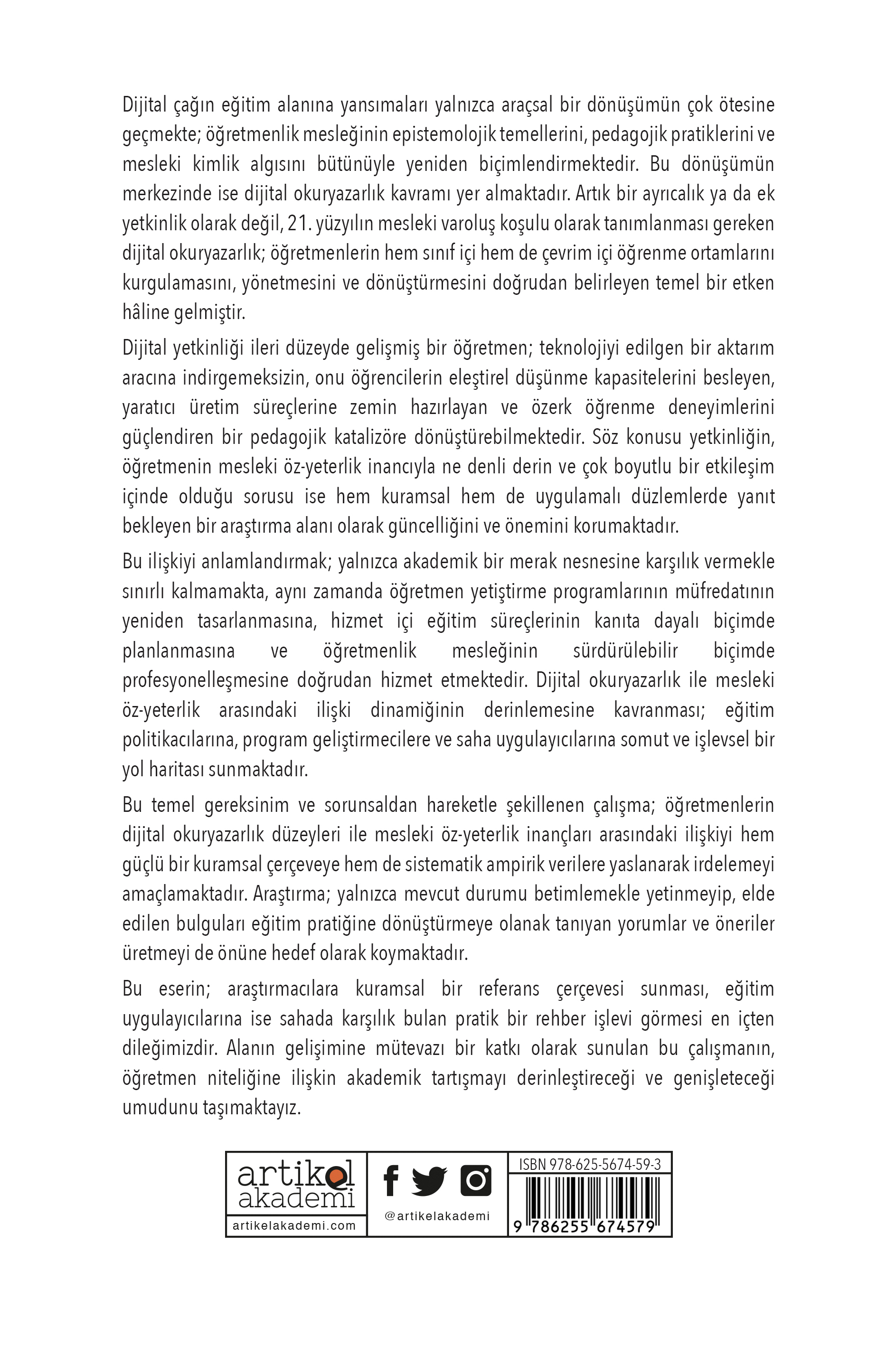 Çağdaş Eğitim Sisteminde ÖĞRETMEN DİJİTAL OKURYAZARLIĞI VE MESLEKİ ÖZ-YETERLİĞİ