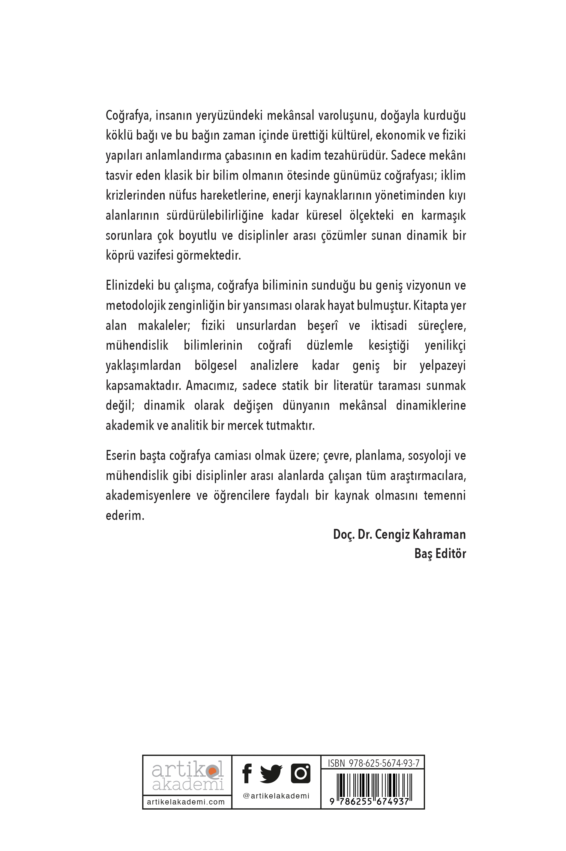 COĞRAFYA ALANINDA AKADEMİK ÇALIŞMALAR
