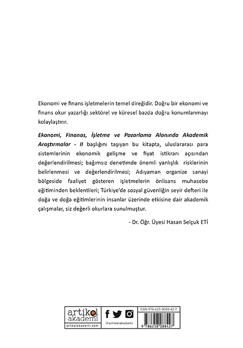 EKONOMİ, FİNANS, İŞLETME VE PAZARLAMA ALANINDA AKADEMİK ÇALIŞMALAR - II