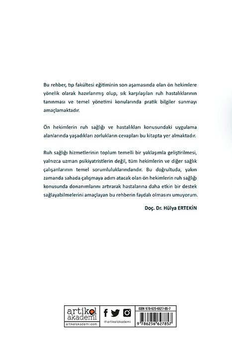 Ön Hekimlere Yönelik Ruh Sağlığı ve Hastalıkları Uygulama Rehberi