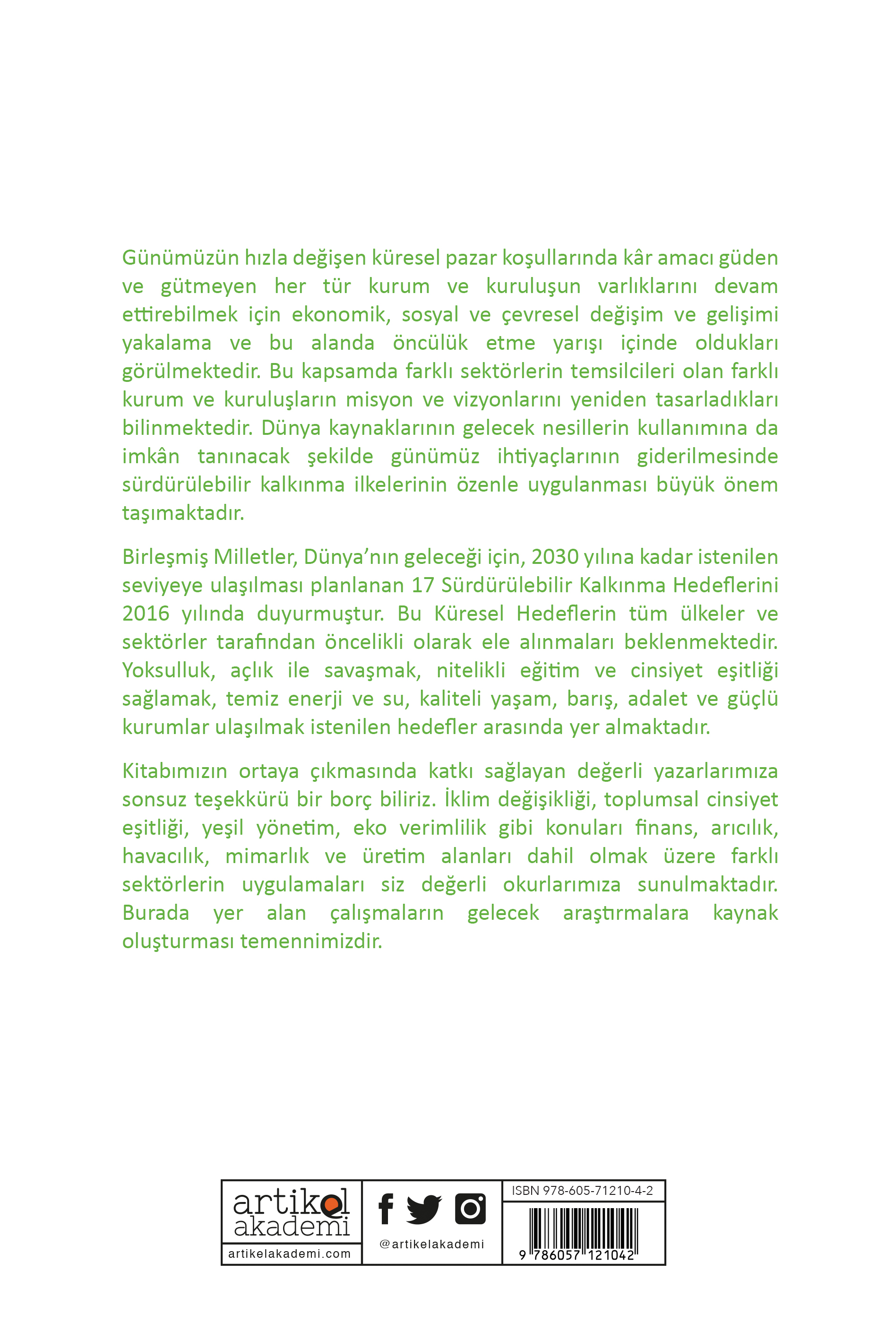 Sürdürülebilirlik için Akademik Araştırmalar - III