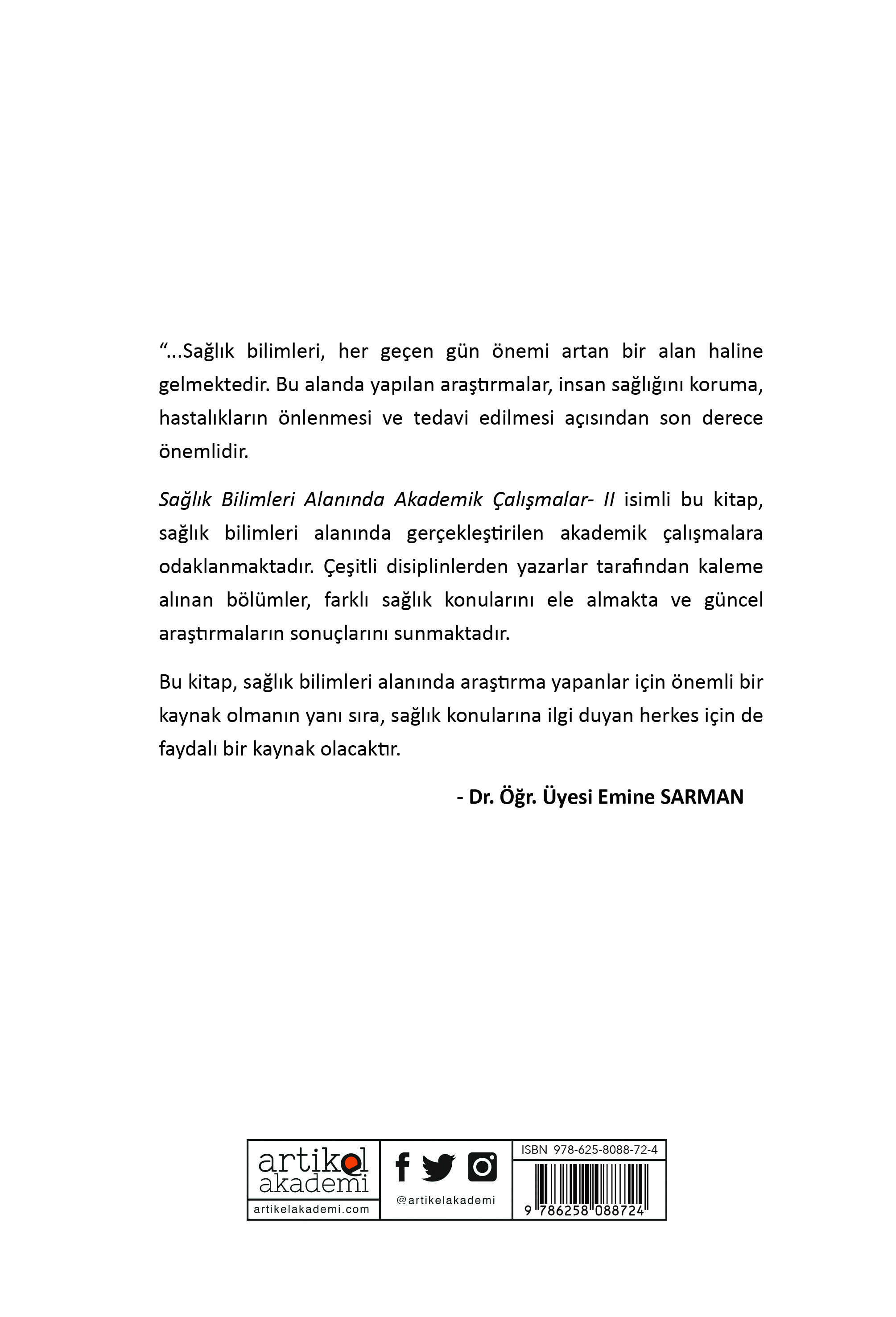 SAĞLIK BİLİMLERİ ALANINDA AKADEMİK ÇALIŞMALAR -II (2023/2)