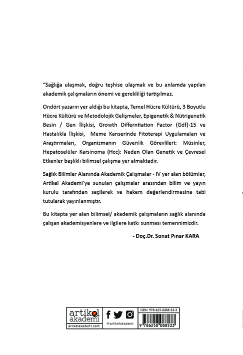 Sağlık Bilimleri Alanında Akademik Çalışmalar - IV