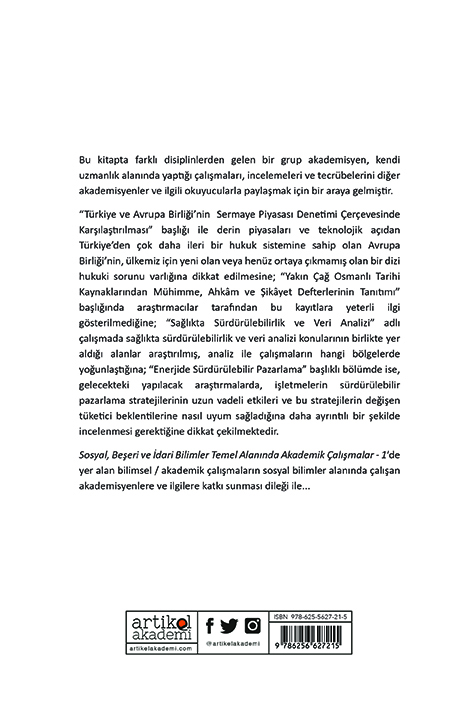 Sosyal, Beşeri ve İdari Bilimler Temel Alanında Akademik Çalışmalar - I (2024/1)