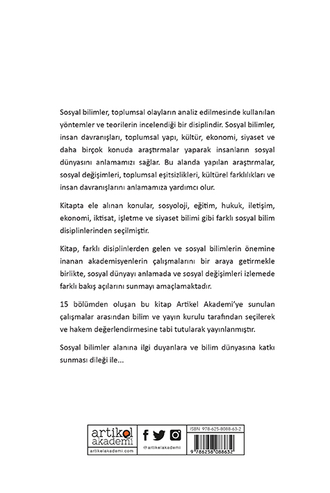 Sosyal, Beşeri ve İdari Bilimler Temel Alanında Akademik Çalışmalar - I -2023/1