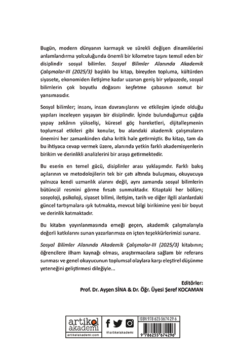 Sosyal, Beşeri ve İdari Bilimler Temel Alanında Akademik Çalışmalar - IV (2025 /4)