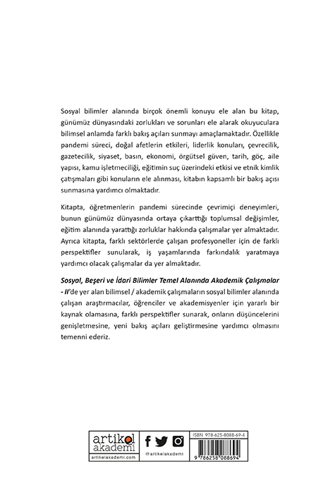 Sosyal, Beşerİ ve İdarİ BİLİmler Temel Alanında Akademİk Çalışmalar - II (2023-2)