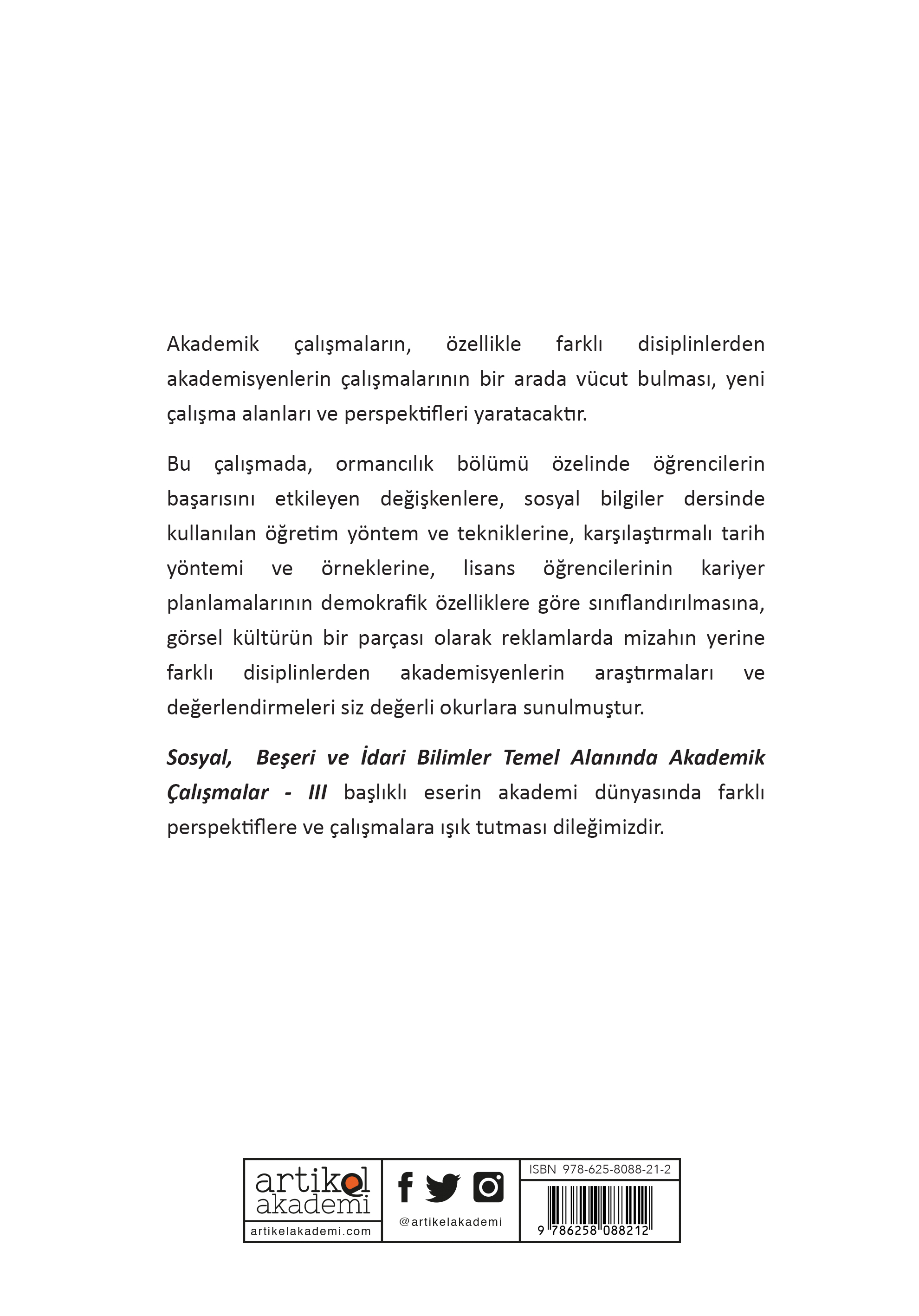 Sosyal, Beşeri ve İdari Bilimler Temel Alanında Akademik Çalışmalar - III