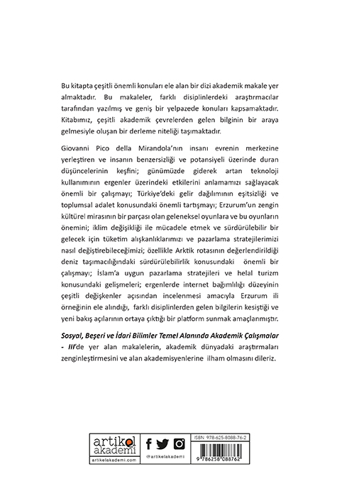 Sosyal, Beşeri ve İdari Bilimler Temel Alanında Akademik Çalışmalar-III (2023 / 3)