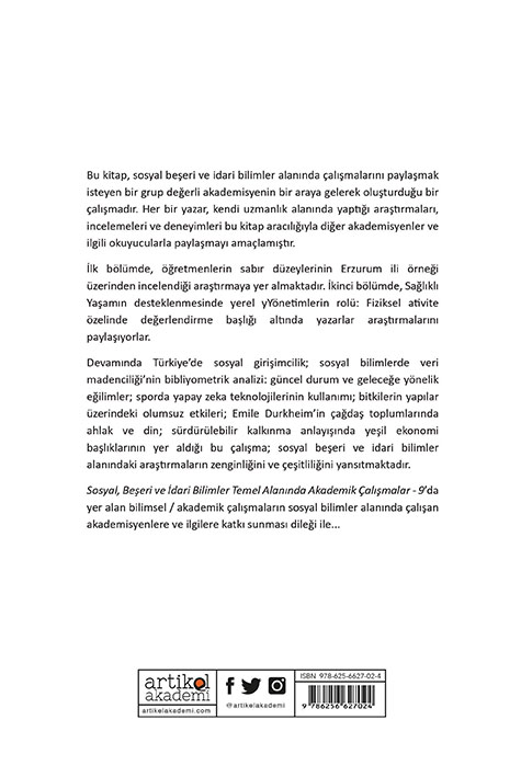 Sosyal, Beşeri ve İdari Bilimler Temel Alanında Akademik Çalışmalar - IX (2023 / 9)