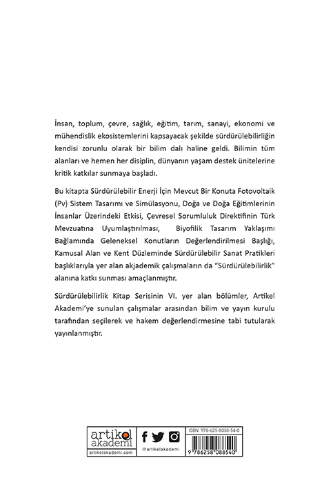 SÜRDÜRÜLEBİLİRLİK ALANINDA AKADEMİK ÇALIŞMALAR - VI