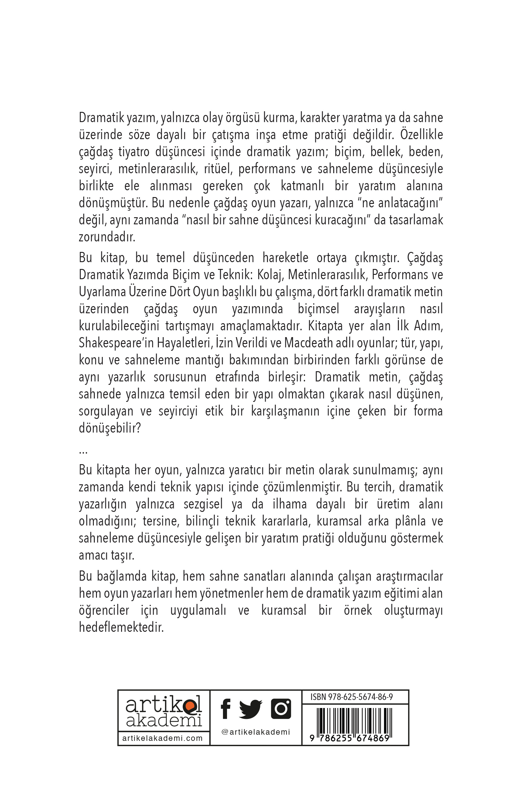 ÇAĞDAŞ DRAMATİK YAZIMDA BİÇİM VE TEKNİK