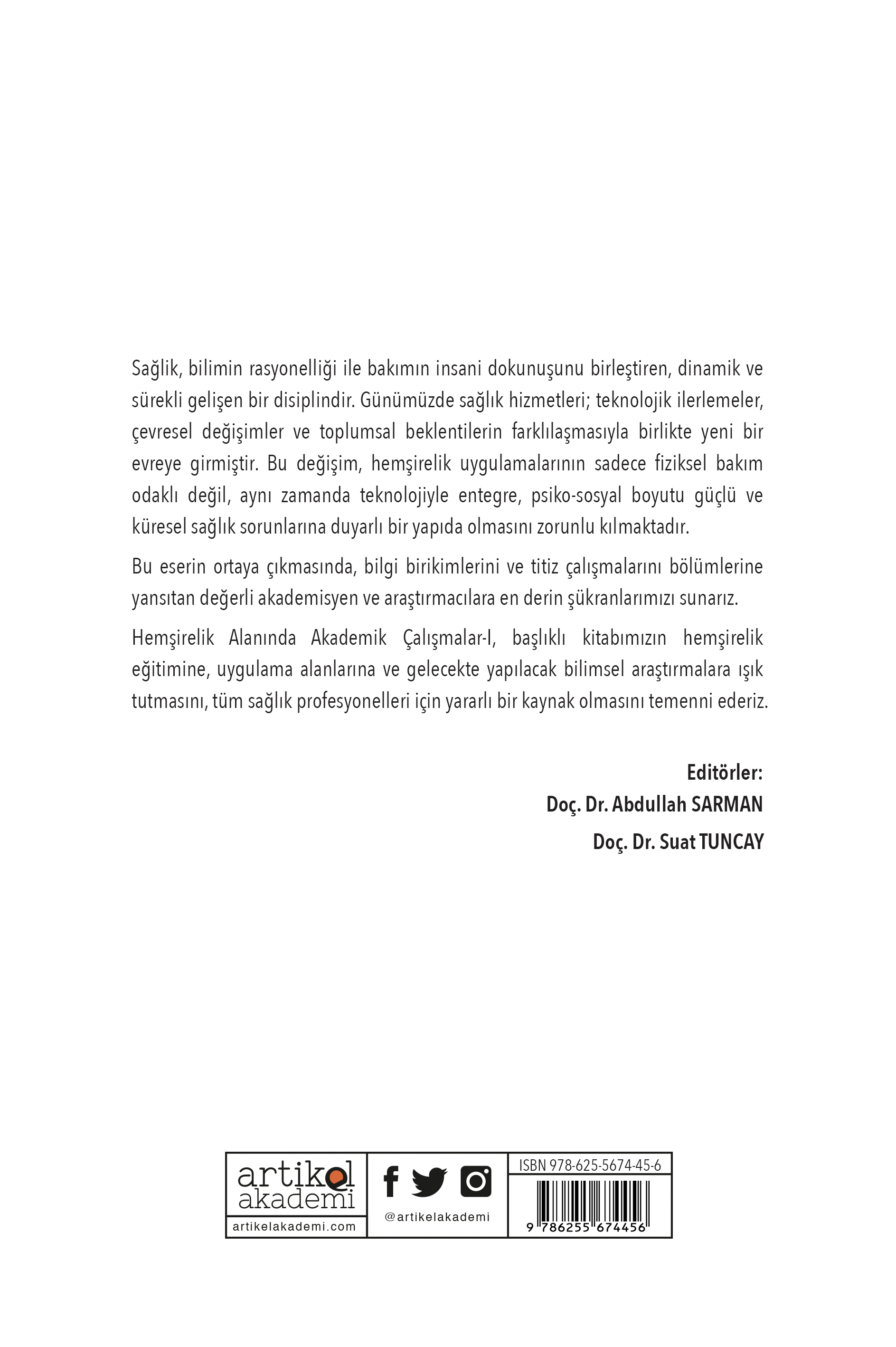 HEMŞİRELİK ALANINDA AKADEMİK ÇALIŞMALAR -I (2025)