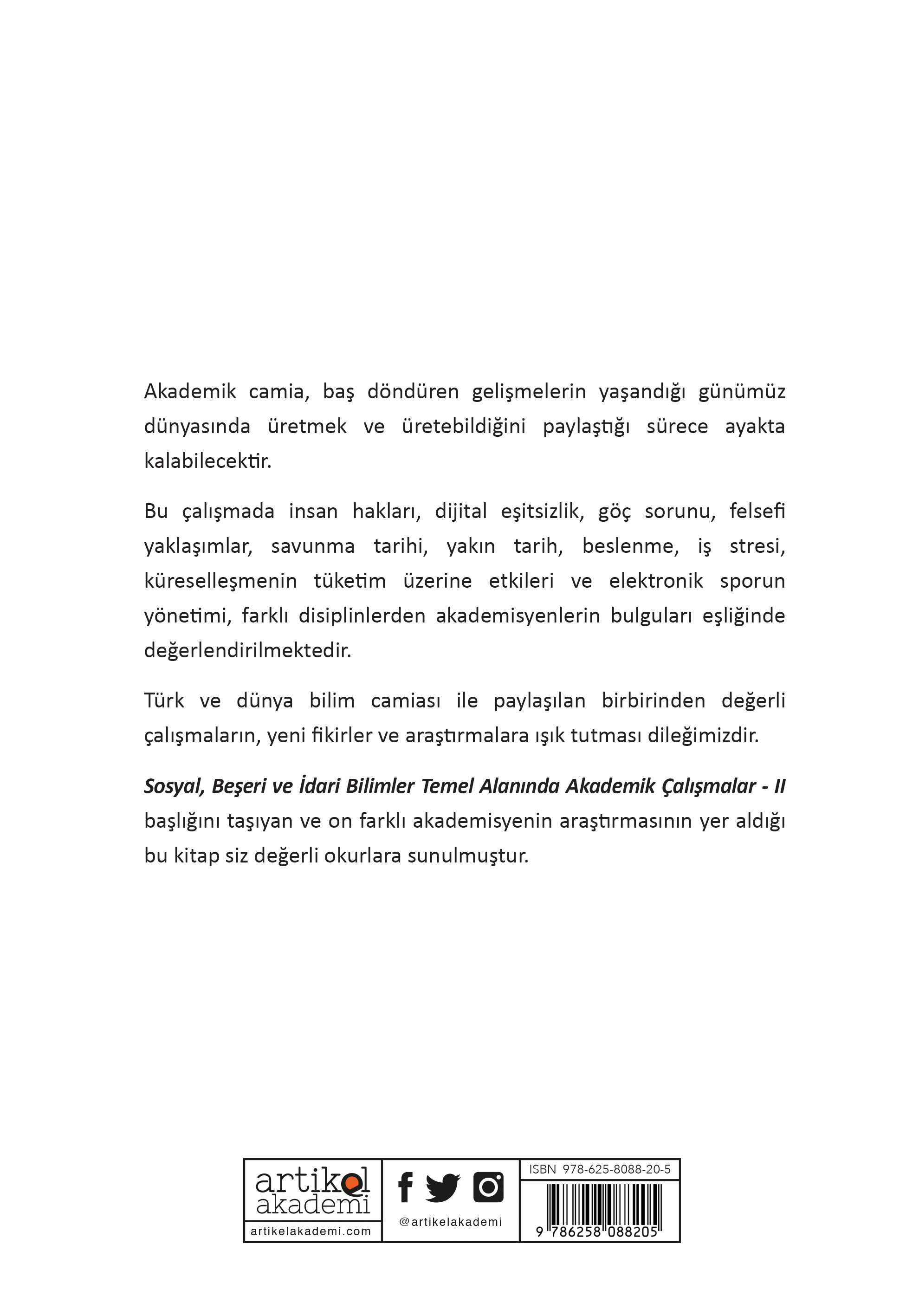 Sosyal, Beşeri ve İdari Bilimler Temel Alanında Akademik Çalışmalar - II